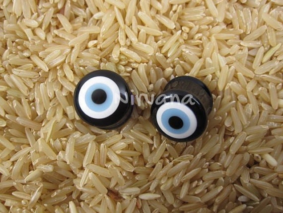 1 Pair (2 Pieces) Pyrex Glass Evil Eye Plugs