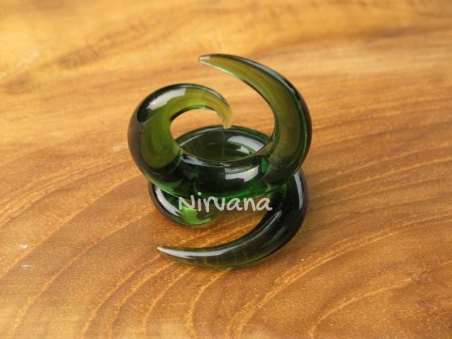 1 Pair (2 Pieces) Solid Color Translucent Green Classic Spirals