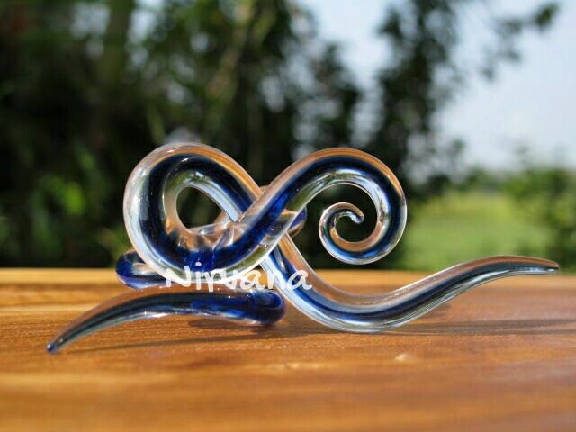 1 Pair (2 Pieces) Cobalt Blue Encased Glass Note Spirals