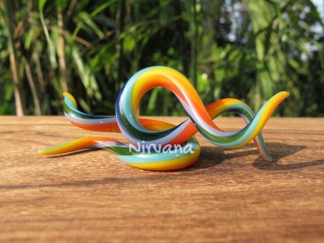 1 Pair (2 Pieces) Lucky Rainbow Double Twists Pyrex Glass