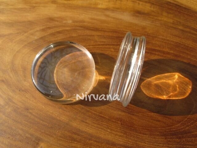 1 Pair (2 Pieces) Clear Crystal Color Pyrex Glass Plugs