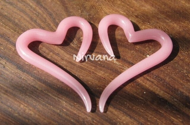 1 Pair (2 Pieces) Pink Heart Spirals