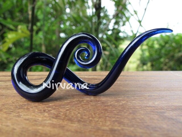 1 Pair (2 Pieces) Translucent Cobalt Blue Note Spirals