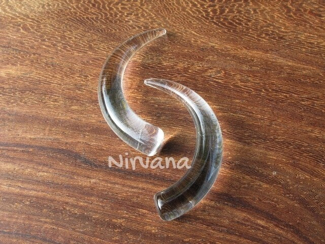 1 Pair (2 Pieces) Clear Glass Tusks