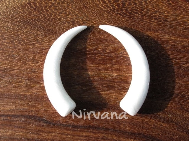 1 Pair (2 Pieces) Clear Glass Tusks