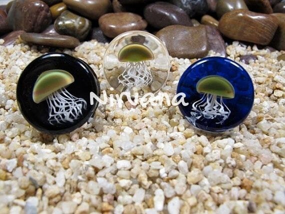 1 Pair (2 Pieces) Pyrex Glass Jellyfish Plugs