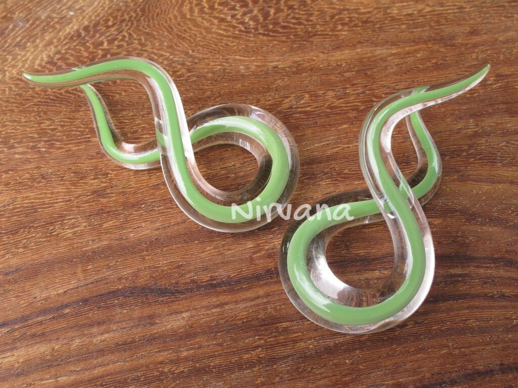 1 Pair (2 Pieces) Solid Color Encased Jade Double Twists
