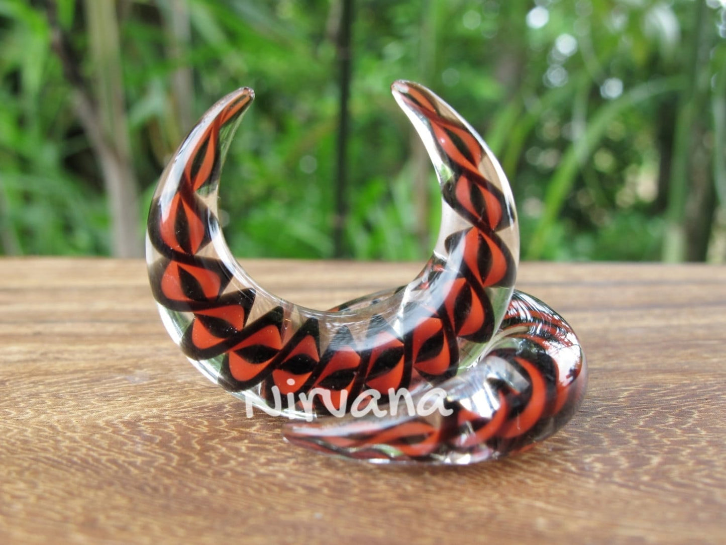 1 Pair (2 Pieces) Glass Black & Red Encased Twist Septum Pinchers