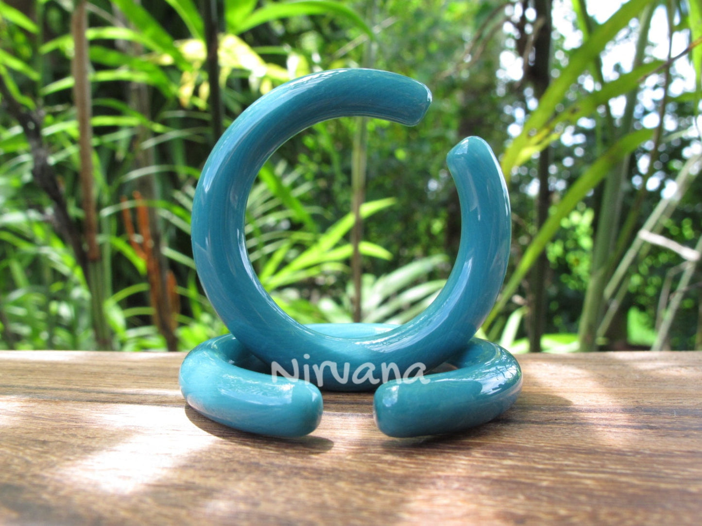 1 Pair (2 Pieces) Nirvana's Aqua Glass Hoops