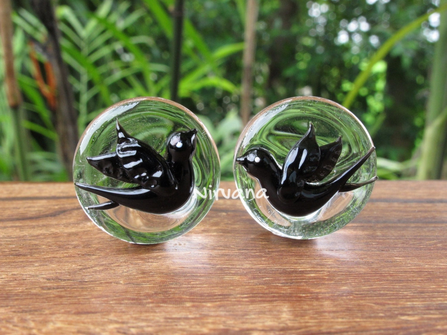 1 Pair (2 Pieces) Pyrex Glass Swallow Plugs