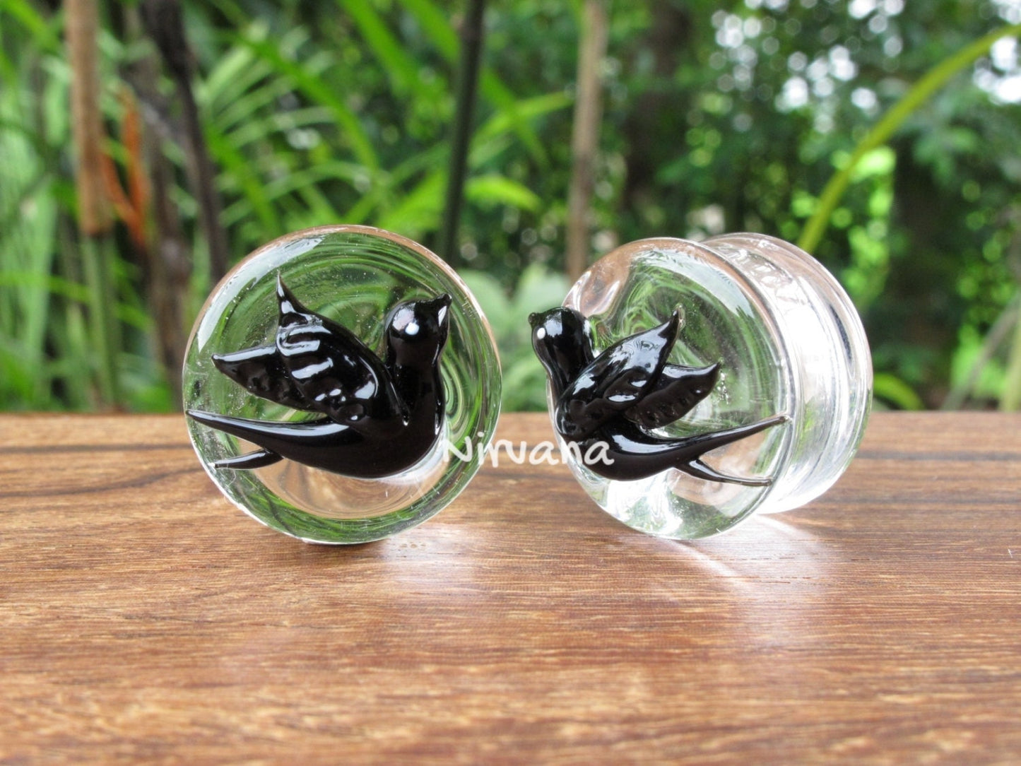 1 Pair (2 Pieces) Pyrex Glass Swallow Plugs