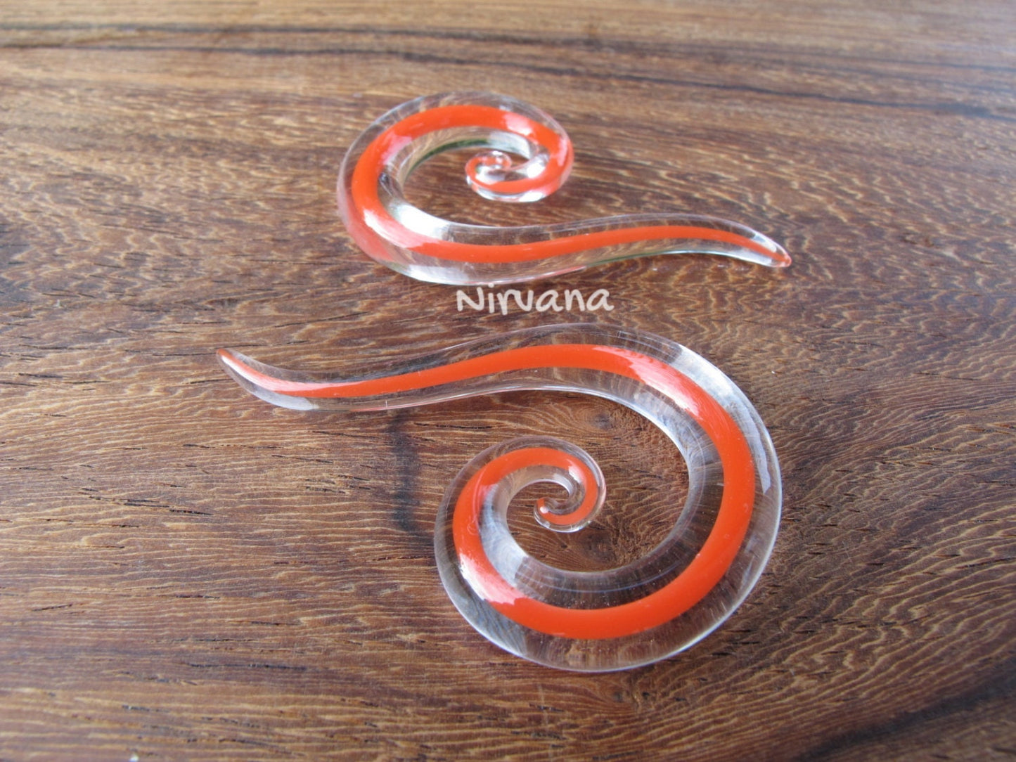 1 Pair (2 Pieces) Solid Color Encased Red Thai Super Spirals