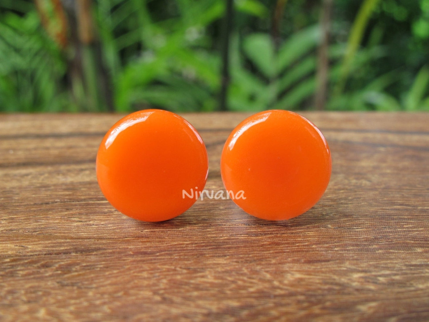 1 Pair (2 Pieces) Orange Color Front Glass Plugs