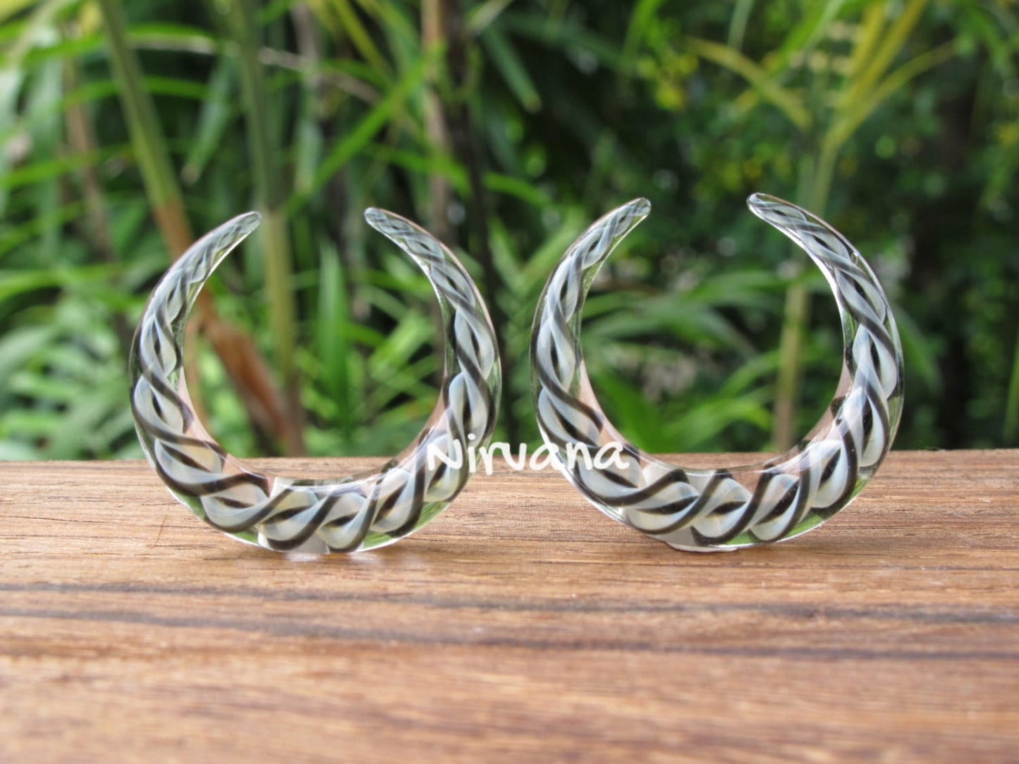 1 Pair (2 Pieces) Glass Real Silver & Black Encased Twist Septum Pinchers