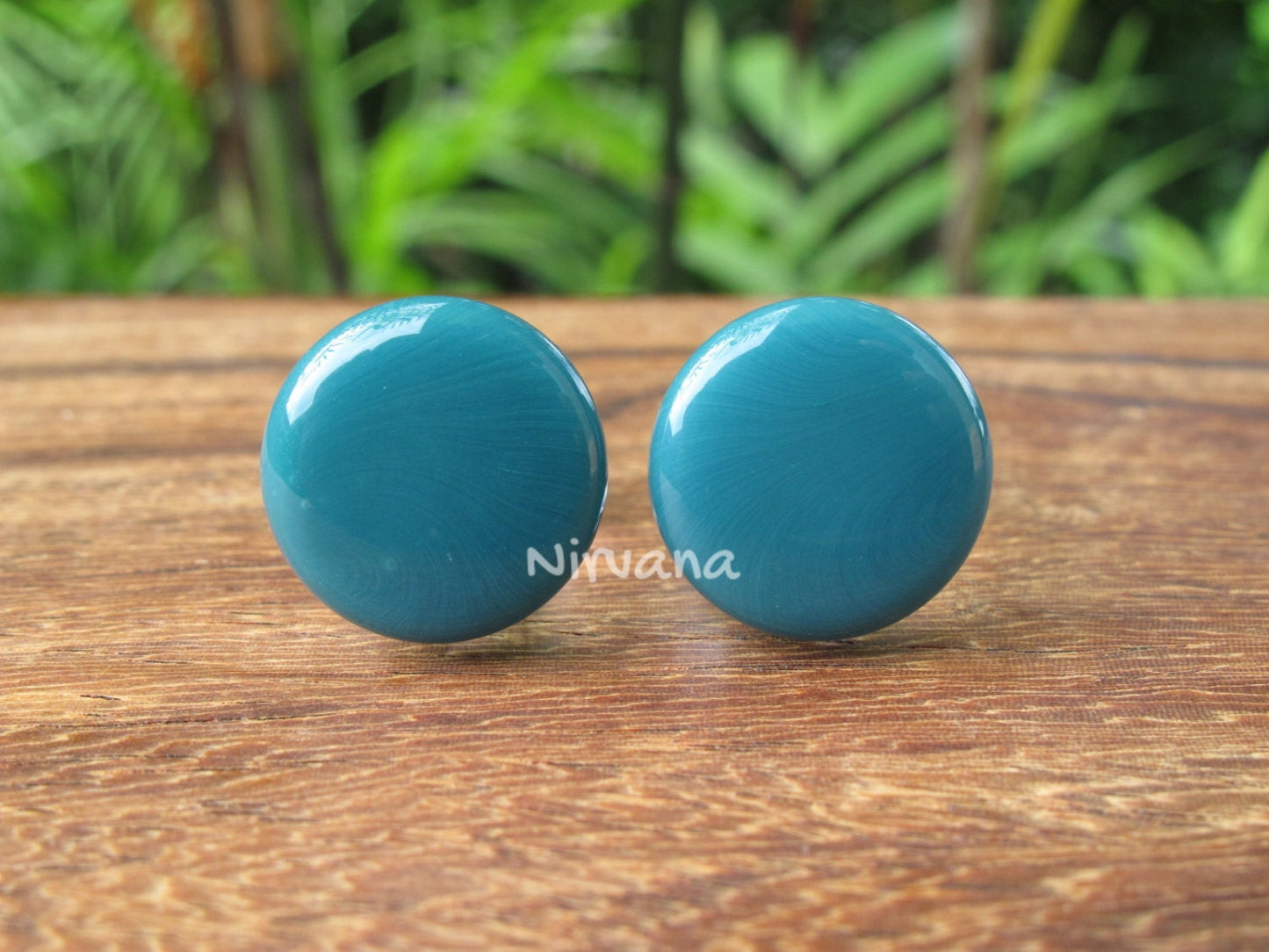1 Pair (2 Pieces) Aqua Color Front Glass Plugs