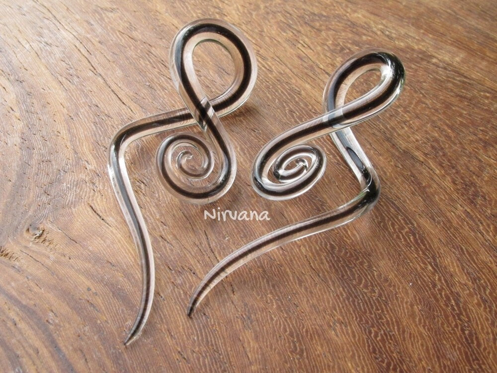 1 Pair (2 Pieces) Encased Black Note Spirals