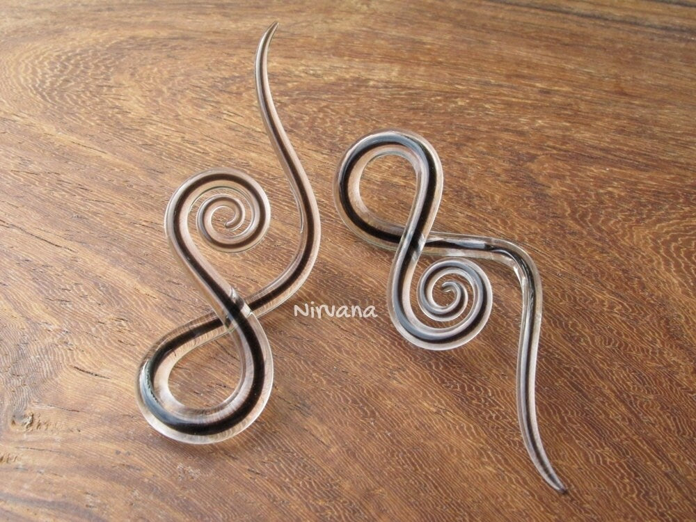 1 Pair (2 Pieces) Encased Black Note Spirals