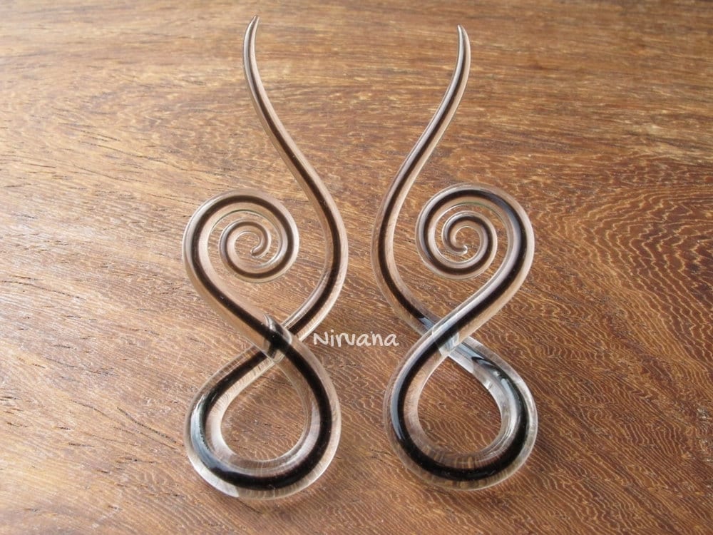 1 Pair (2 Pieces) Encased Black Note Spirals