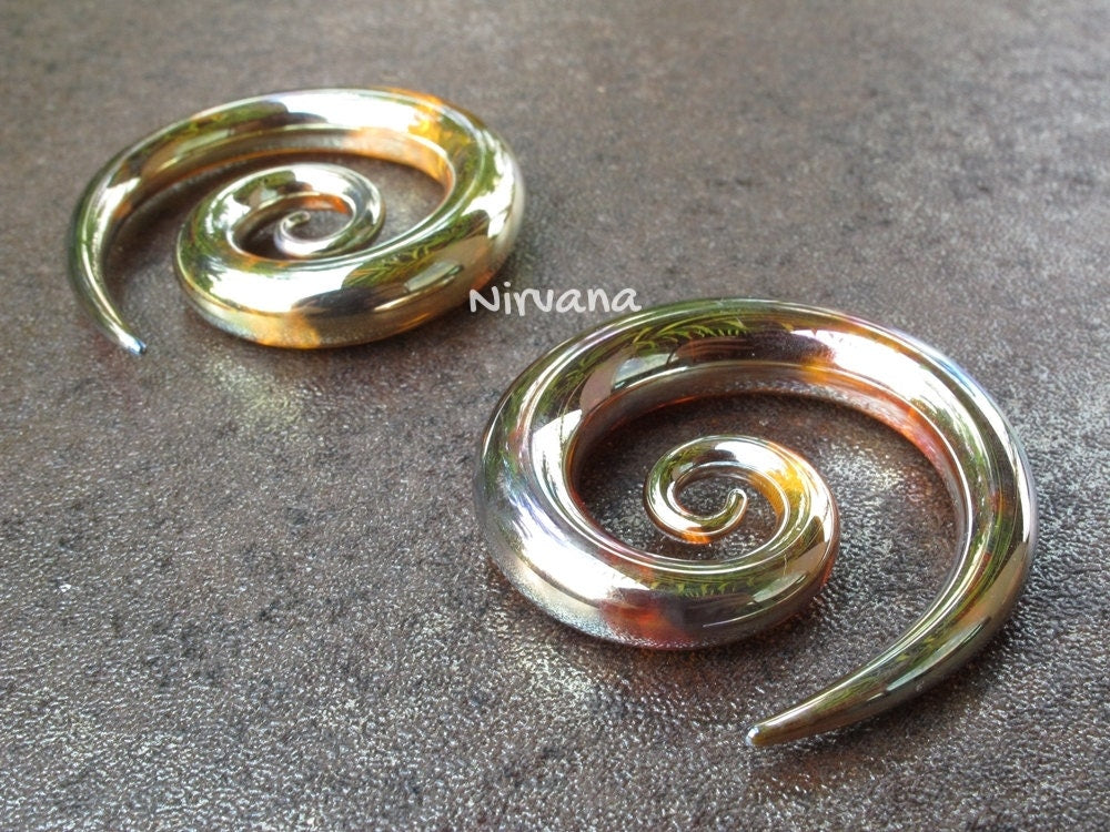 1 Pair (2 Pieces) Silver/Gold Color Super Spirals