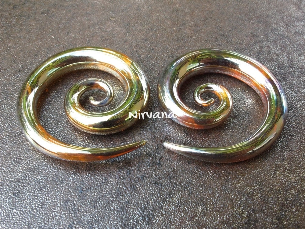 1 Pair (2 Pieces) Silver/Gold Color Super Spirals