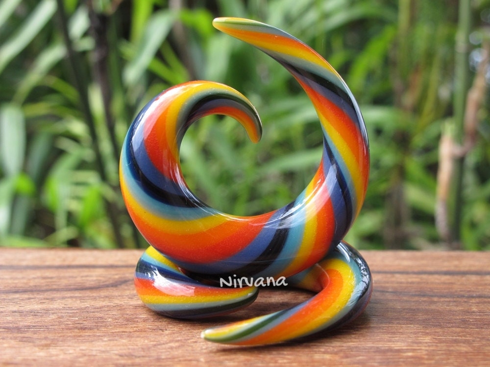 1 Pair (2 Pieces) Rainbow Twist Classic Spirals Glass