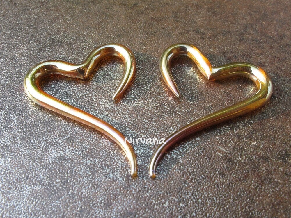 1 Pair (2 Pieces) Silver/Gold Heart Spirals