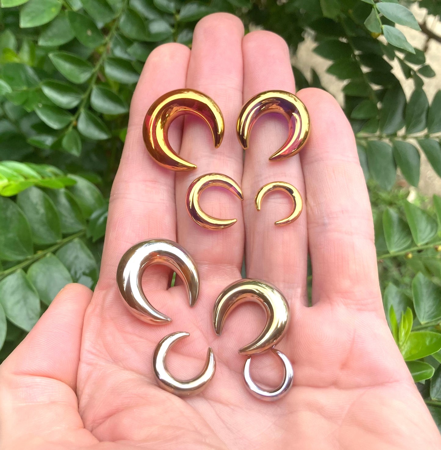 1 Pair (2 Pieces) Silver/Gold or 24K Ruby Gold Glass Septum Pinchers