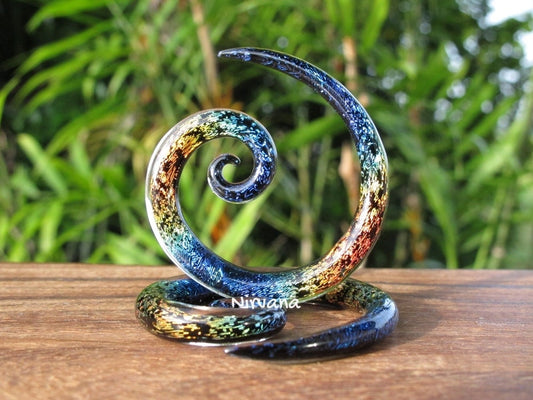 1 Pair (2 Pieces) Dichroic Aquatic Rainbow Super Spiral Gauges