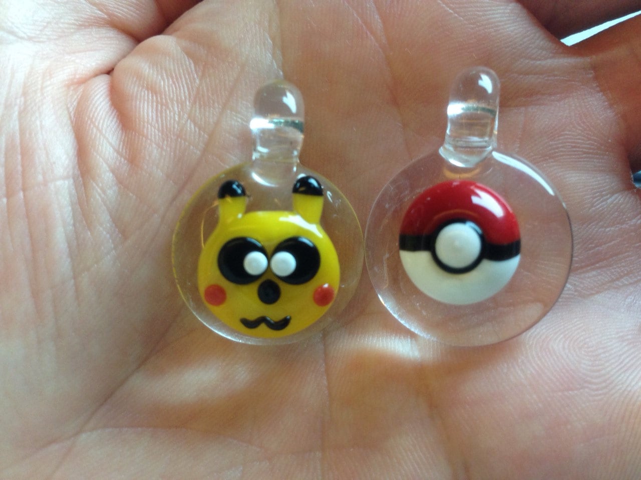 1 Piece - Custom Hand Made Pokeball Or Pikachu Style Pokemon Pendant With Adjustable Black Cord