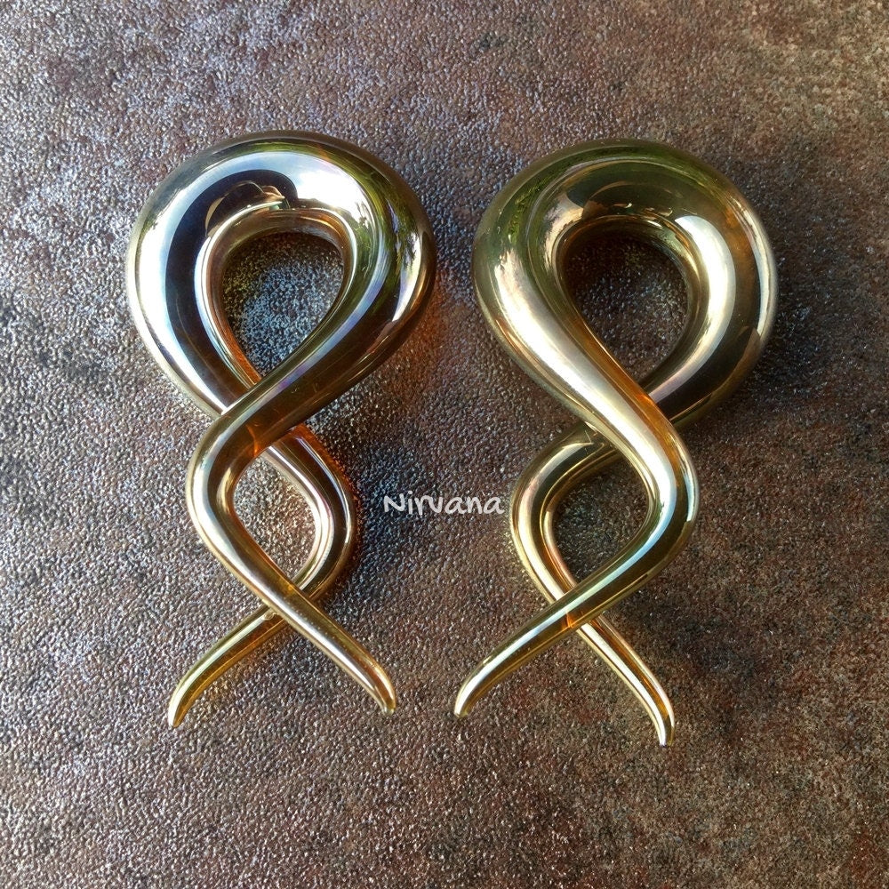 1 Pair (2 Pieces) Real Silver/Gold Color Glass Double Twist Spirals