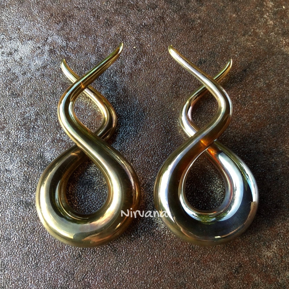 1 Pair (2 Pieces) Real Silver/Gold Color Glass Double Twist Spirals