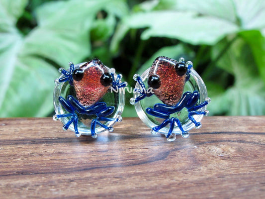 1 Pair (2 Pieces) Dichroic Red Poison Tree Frog Plugs