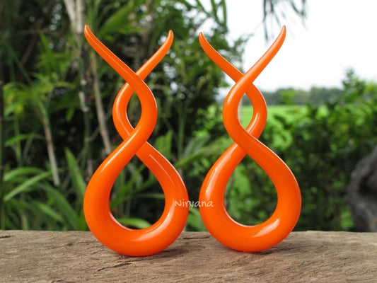 1 Pair (2 Pieces) Orange Double Twists