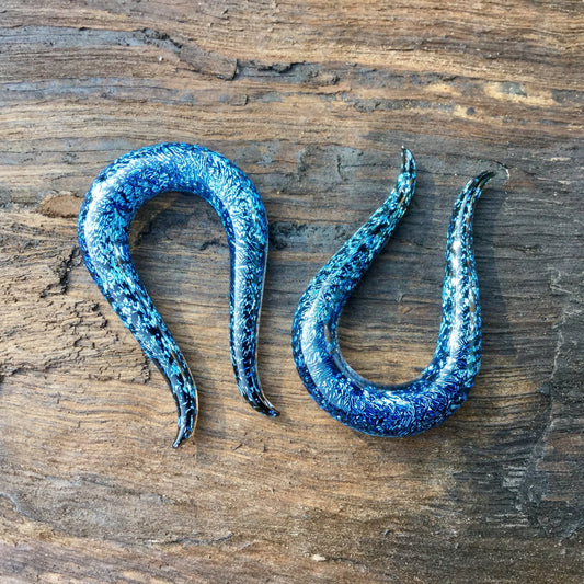 1 Pair (2 Pieces) Dichroic Aqua Omega Gauges