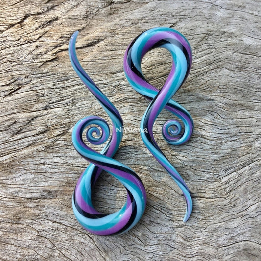 1 Pair (2 Pieces) Black/Sky Blue/Aqua/Mauve Glass Note Shapes