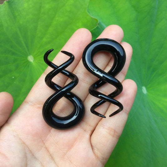 1 Pair (2 Pieces) Black Cork Screw Spirals