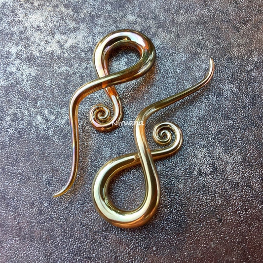 1 Pair (2 Pieces) Real Silver/Gold Color Glass Note Spirals