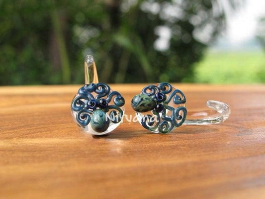 1 Pair (2 Pieces) Octopus Claws in Exotic Dark Blue Green