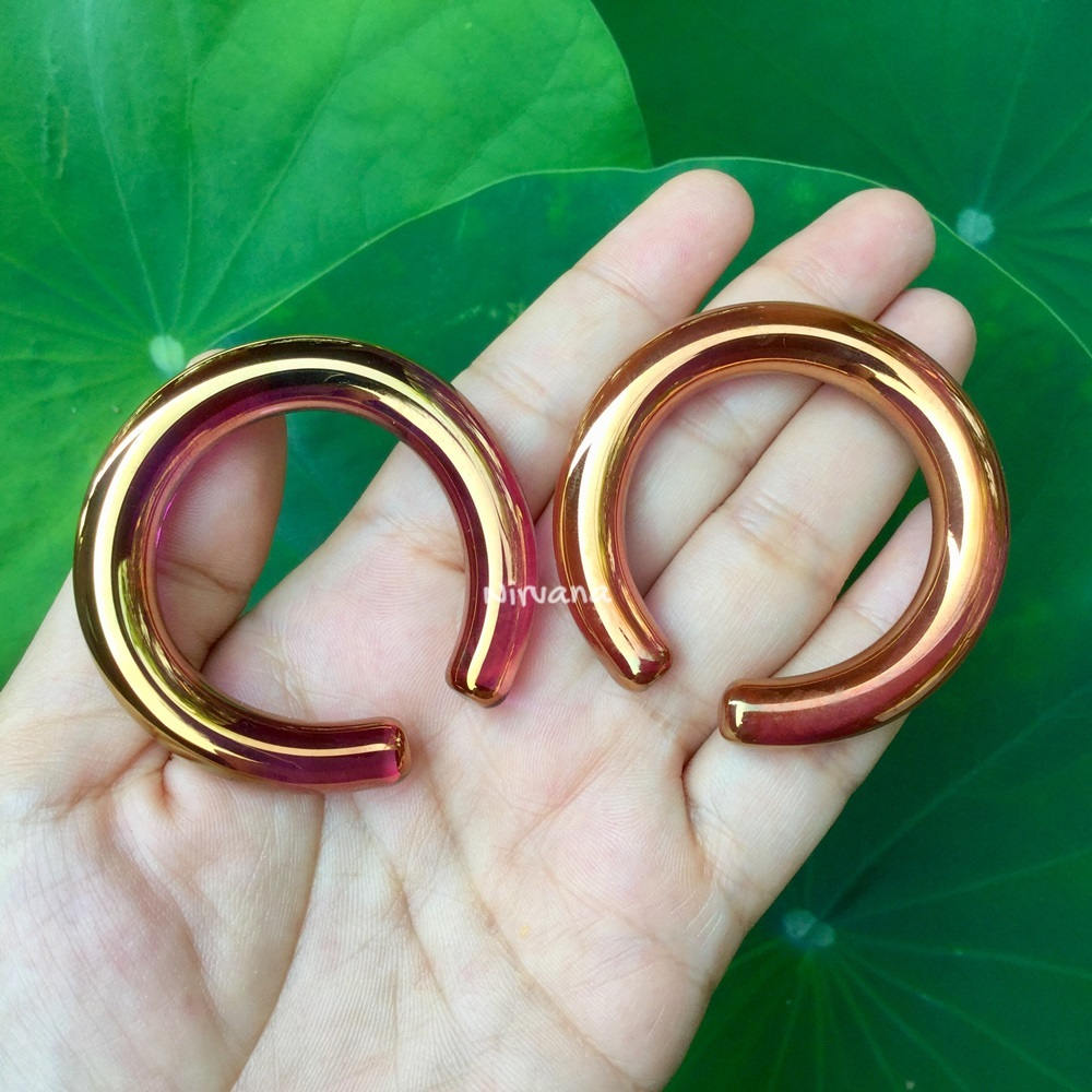 1 Pair (2 Pieces) Real 24 Karat Ruby Gold Colored Glass Nirvana Hoops