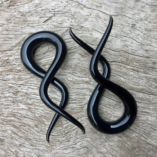 1 Pair (2 Pieces) Black Double Twists