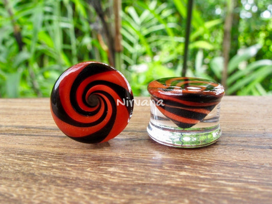 1 Pair (2 Pieces) Tornado Plugs Red & Black