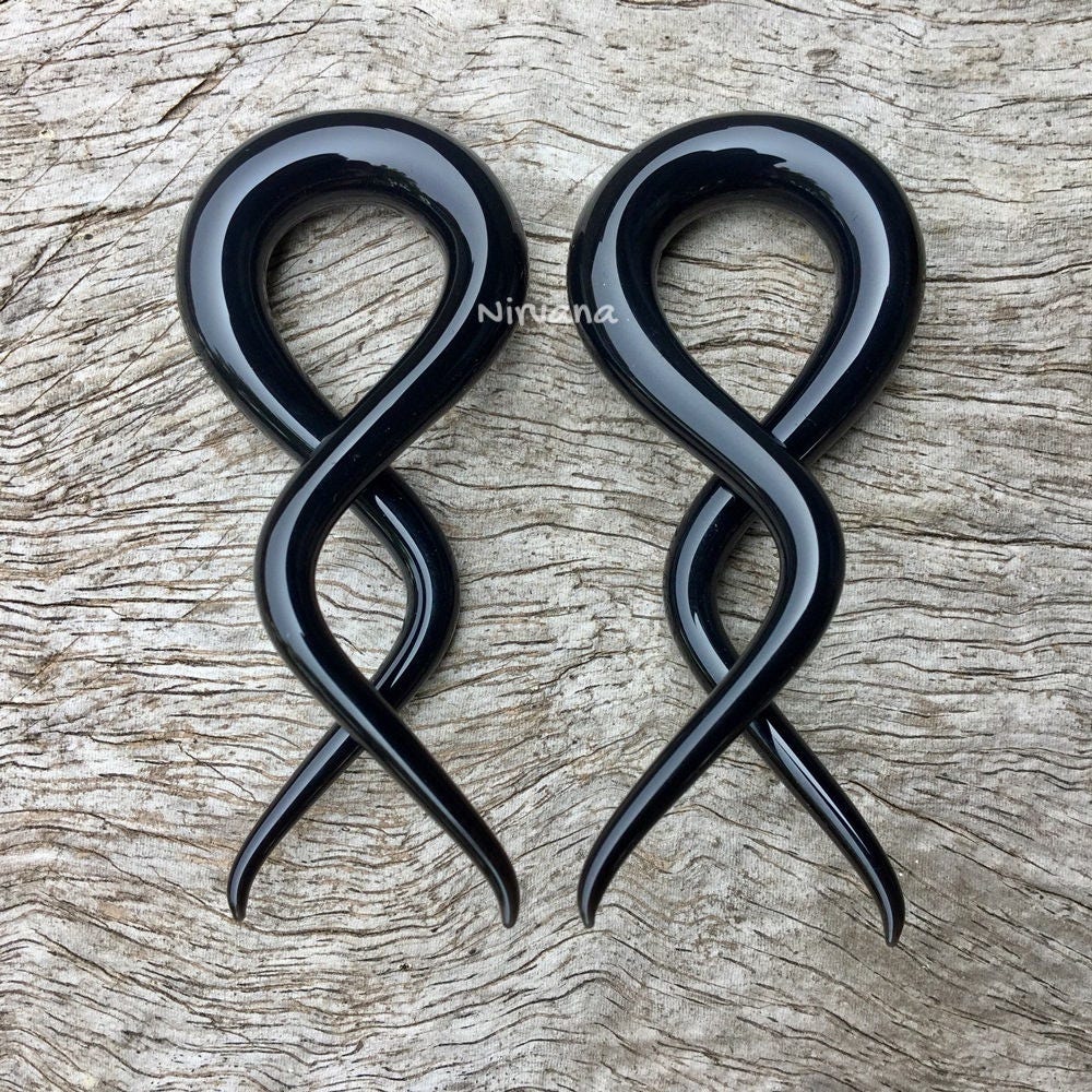 1 Pair (2 Pieces) Black Double Twists