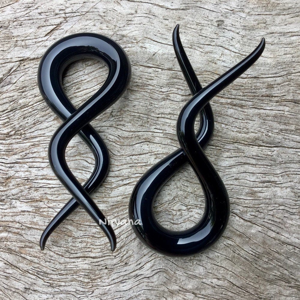 1 Pair (2 Pieces) Black Double Twists