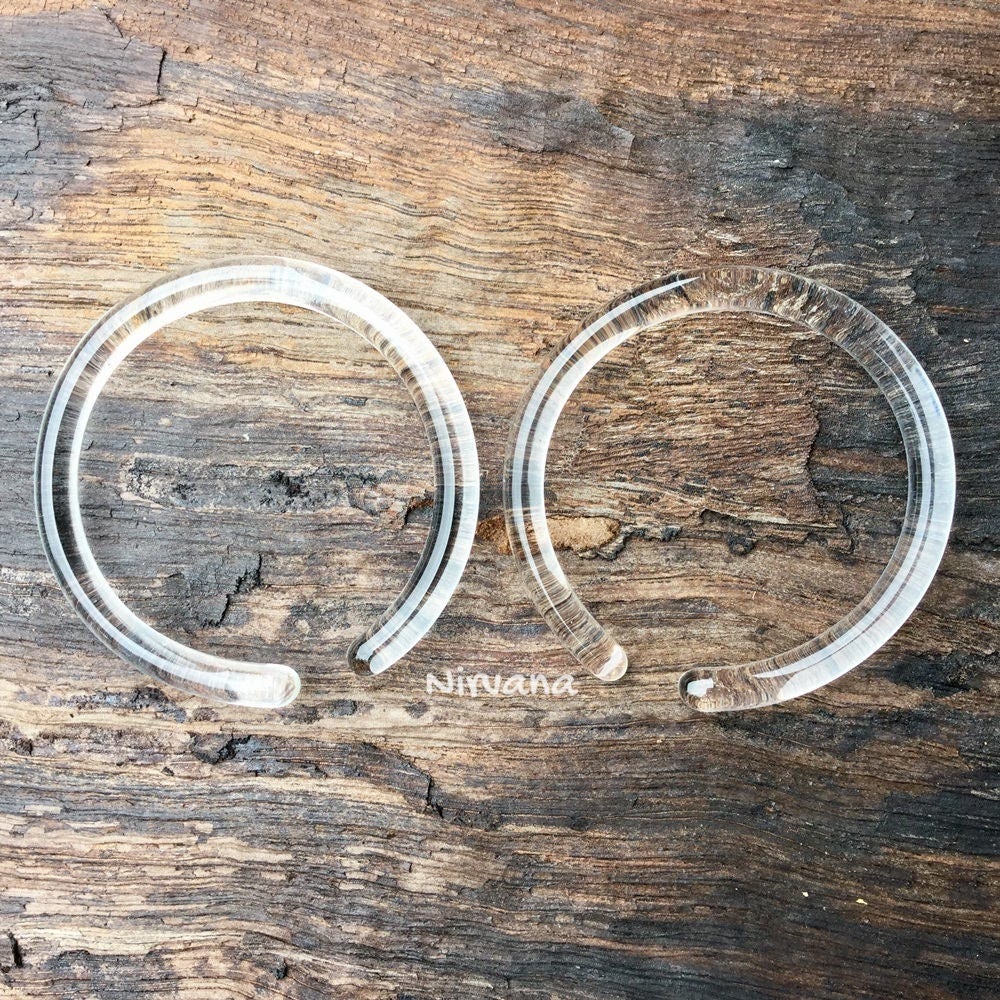 1 Pair (2 Pieces) Nirvana's Clear Glass Hoops