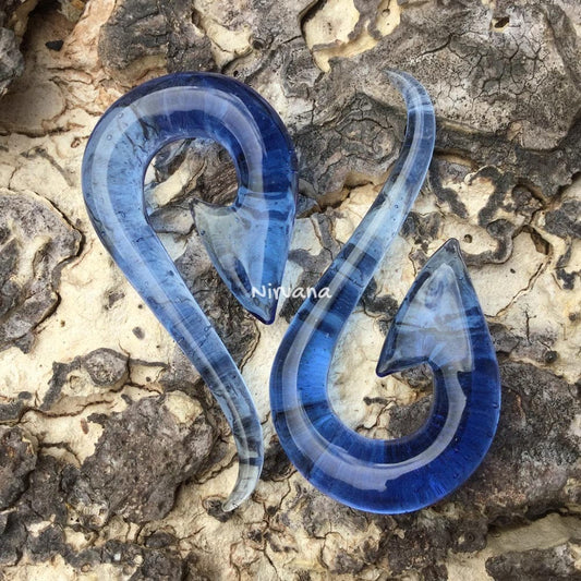 1 Pair (2 Pieces) Translucent Light Blue South Pacific Islands Tribal Fish Hooks
