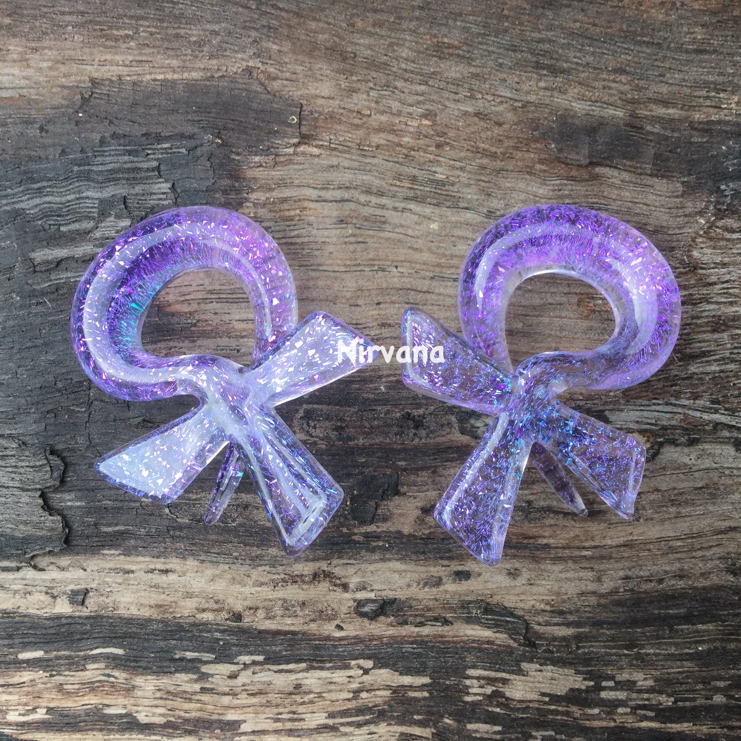 1 Pair (2 Pieces) Translucent Purple Dichroic Translucent Purple Glass Egyptian Ankh Cross Spirals