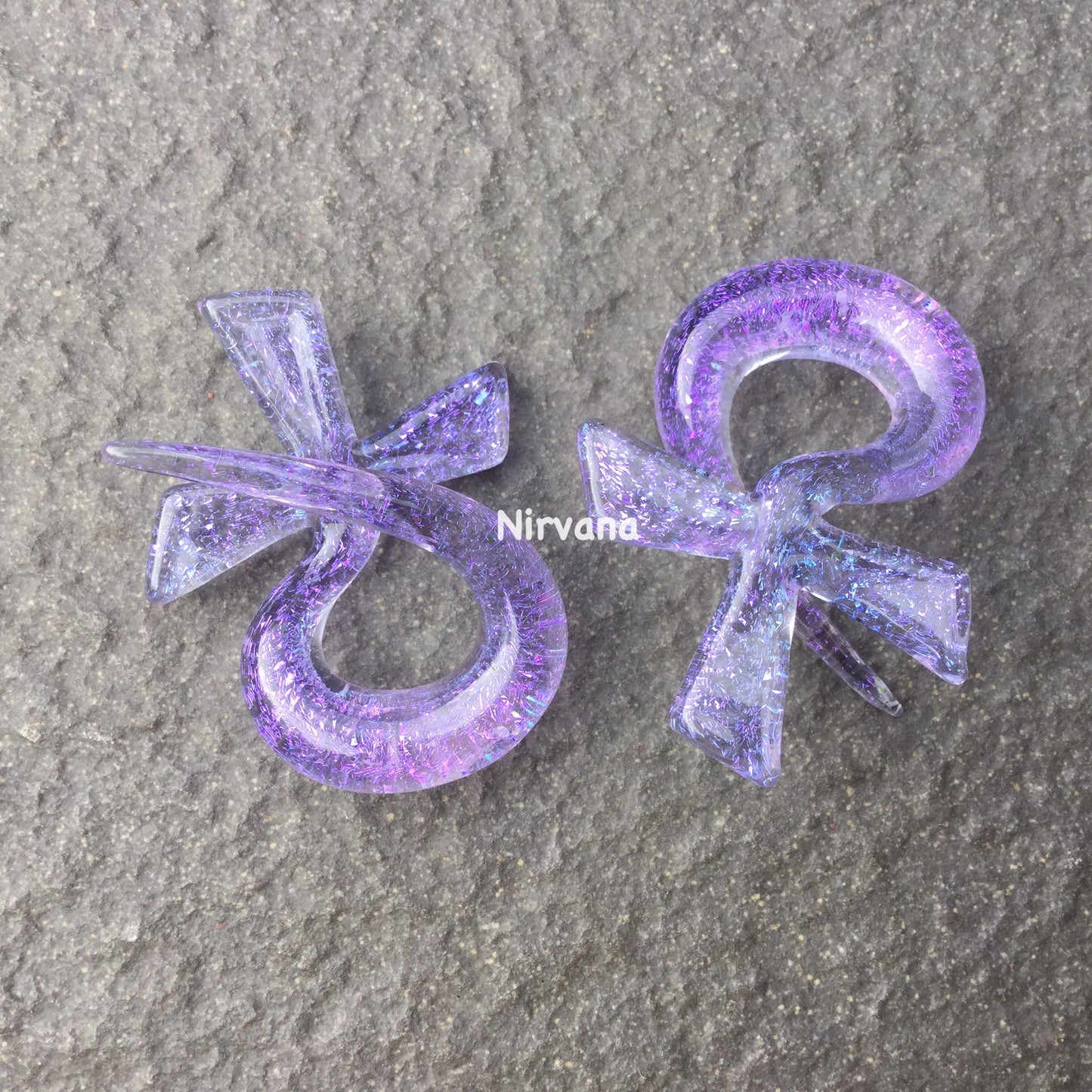 1 Pair (2 Pieces) Translucent Purple Dichroic Translucent Purple Glass Egyptian Ankh Cross Spirals