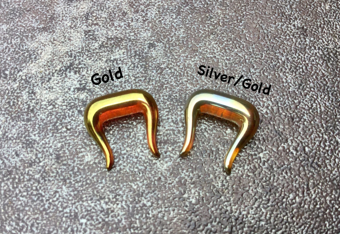 1 Pair (2 Pieces) Glass Silver/Gold Septum Retainer
