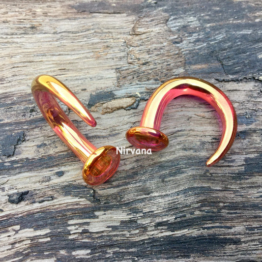 1 Pair (2 Pieces) Real 24 Karat Ruby Gold Colored Glass Ear Claws