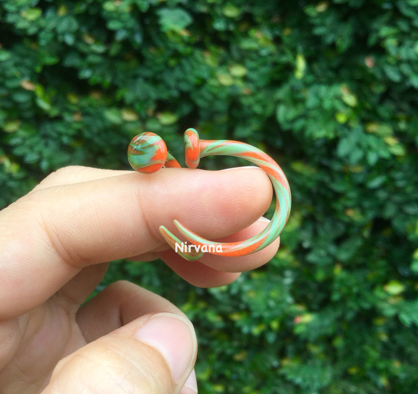 1 Pair (2 Pieces) Jade Green & Orange Claws Free-Style Pattern